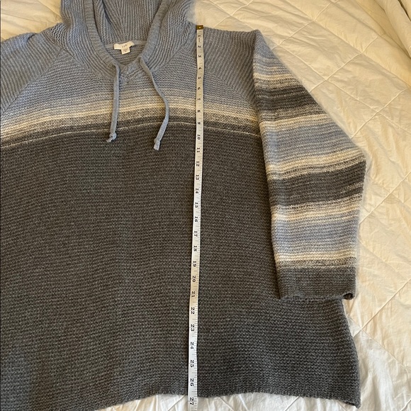 J. Jill Light Blue and Gray Hooded Sweater - Picture 3 of 7